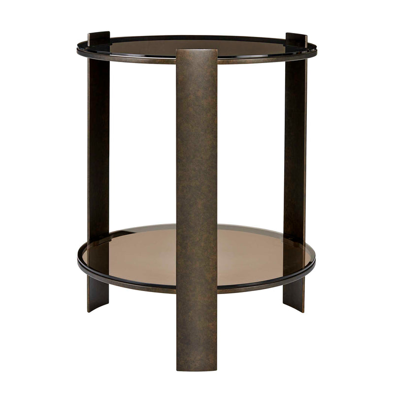 Uttermost Hanson Bronze & Dark Glass Side Table