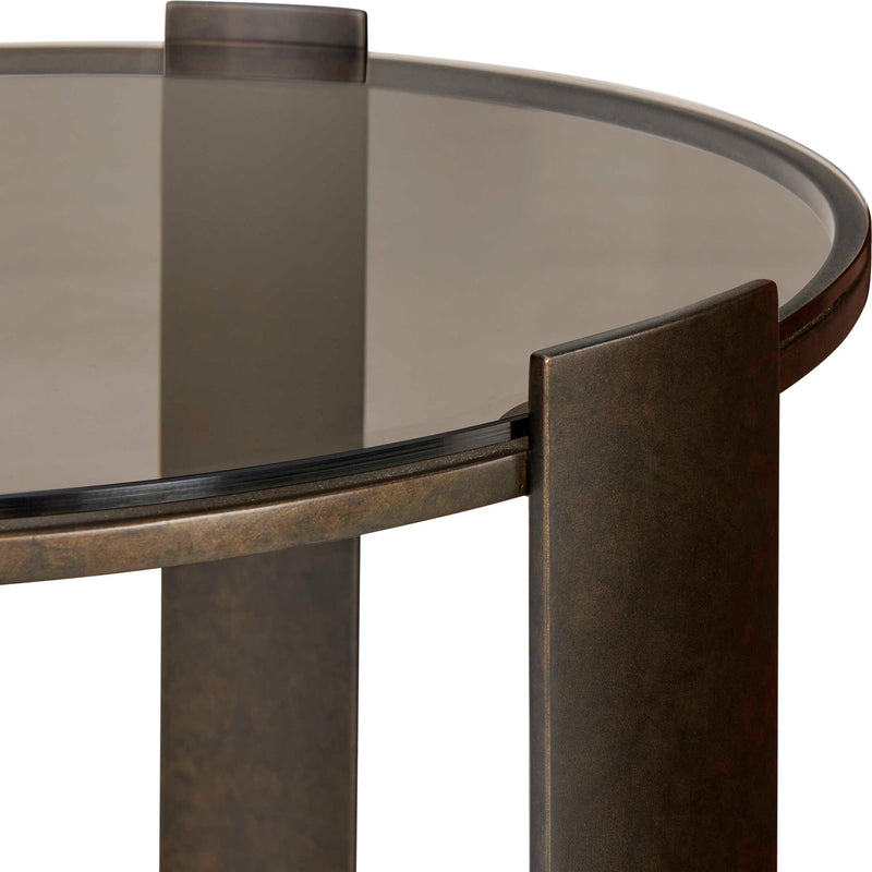 Uttermost Hanson Bronze & Dark Glass Side Table