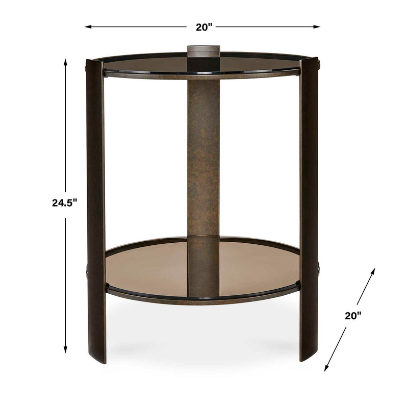 Uttermost Hanson Bronze & Dark Glass Side Table