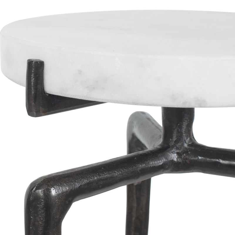 Uttermost Tobias White Marble Slab Drink Table