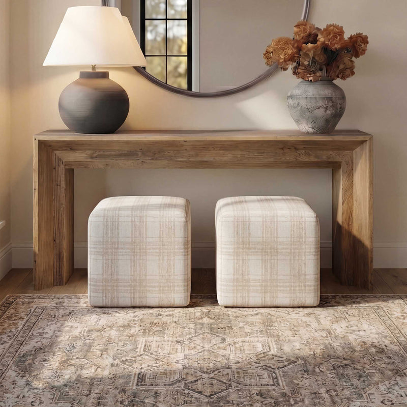 Uttermost Joie Porcelain Plaid Ottoman