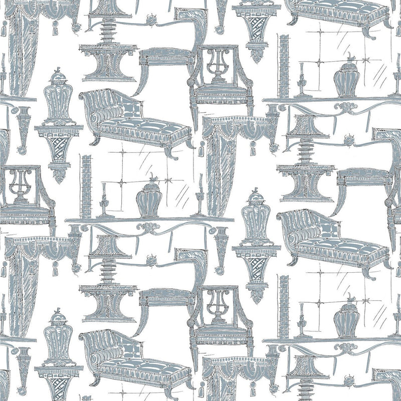 GASTON Y DANIELA - BLANCA- BLANCO/AZUL - Fabric by the Yard BLANCO/AZUL