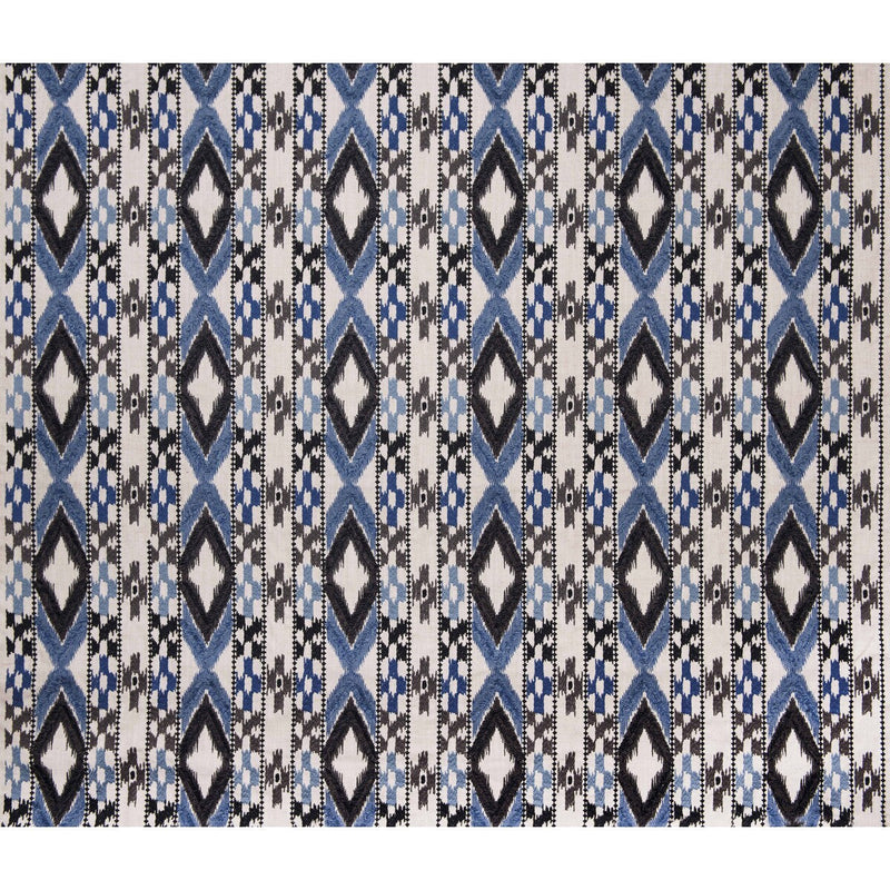 GASTON Y DANIELA - QUEEN- AZUL/BLACK  - Fabric by the Yard AZUL/BLACK