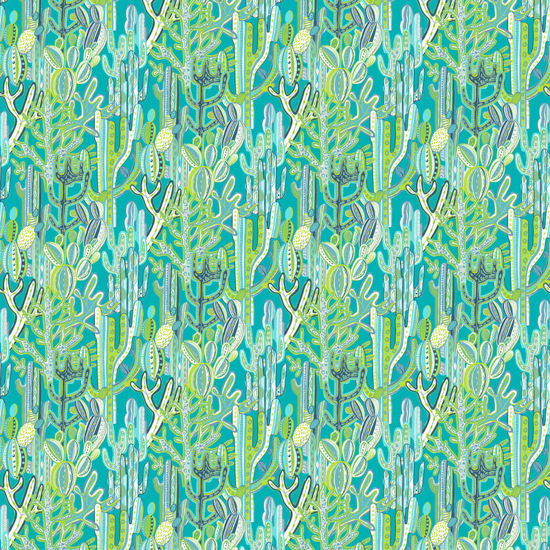 GASTON Y DANIELA - CACTUS- AZUL/VERDE - Fabric by the Yard AZUL/VERDE