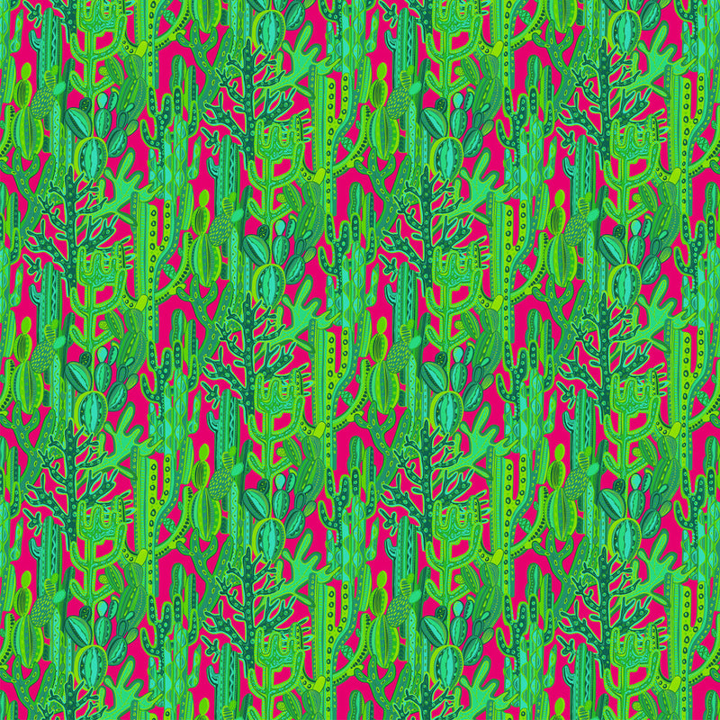 GASTON Y DANIELA - CACTUS- ROSA/VERDE - Fabric by the Yard ROSA/VERDE