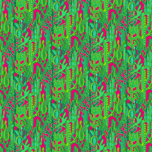 GASTON Y DANIELA - CACTUS- ROSA/VERDE - Fabric by the Yard ROSA/VERDE