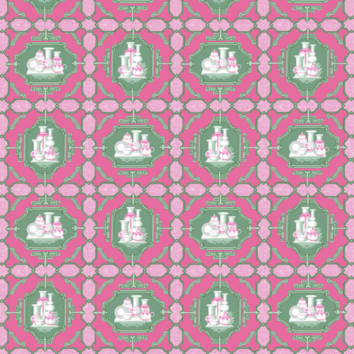 GASTON Y DANIELA - PORCELANAS- ROSA/VERDE - Fabric by the Yard ROSA/VERDE