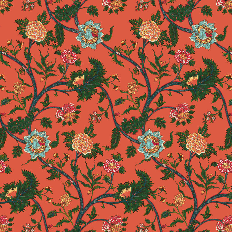 GASTON Y DANIELA - PALAMPORE- CORAL - Fabric by the Yard CORAL