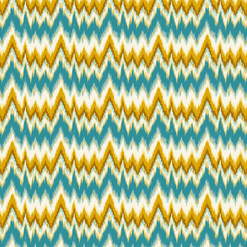 GASTON Y DANIELA - CALA FIGUERA- TURQUESA/OCRE - Fabric by the Yard TURQUESA/OCRE