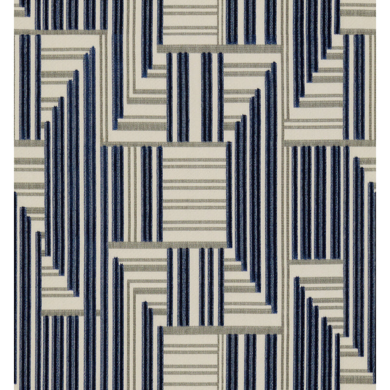 LEE JOFA MODERN - CUBOID VELVET- NAVY/GREY - Fabric by the Yard NAVY/GREY