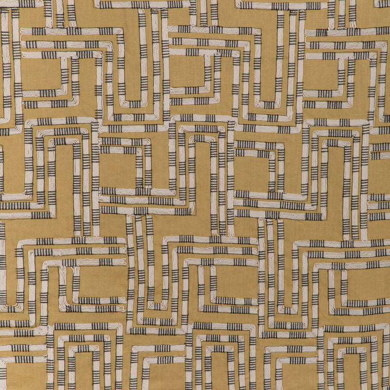 LEE JOFA MODERN - CIRCUIT EMB- OCHRE - Fabric by the Yard OCHRE