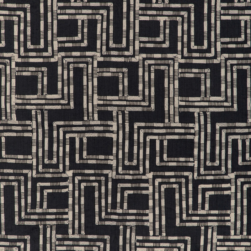 LEE JOFA MODERN - CIRCUIT EMB- NOIR - Fabric by the Yard NOIR