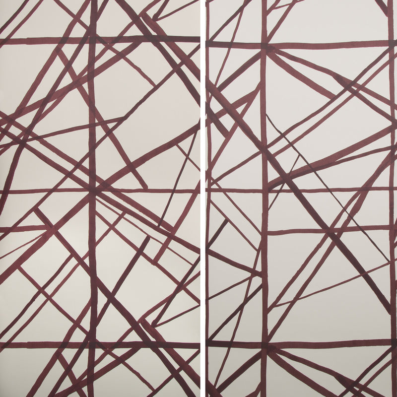 LEE JOFA MODERN - CHANNELS PAPER- PLUM/OATMEAL - Wallcovering by the EACH PLUM/OATMEAL