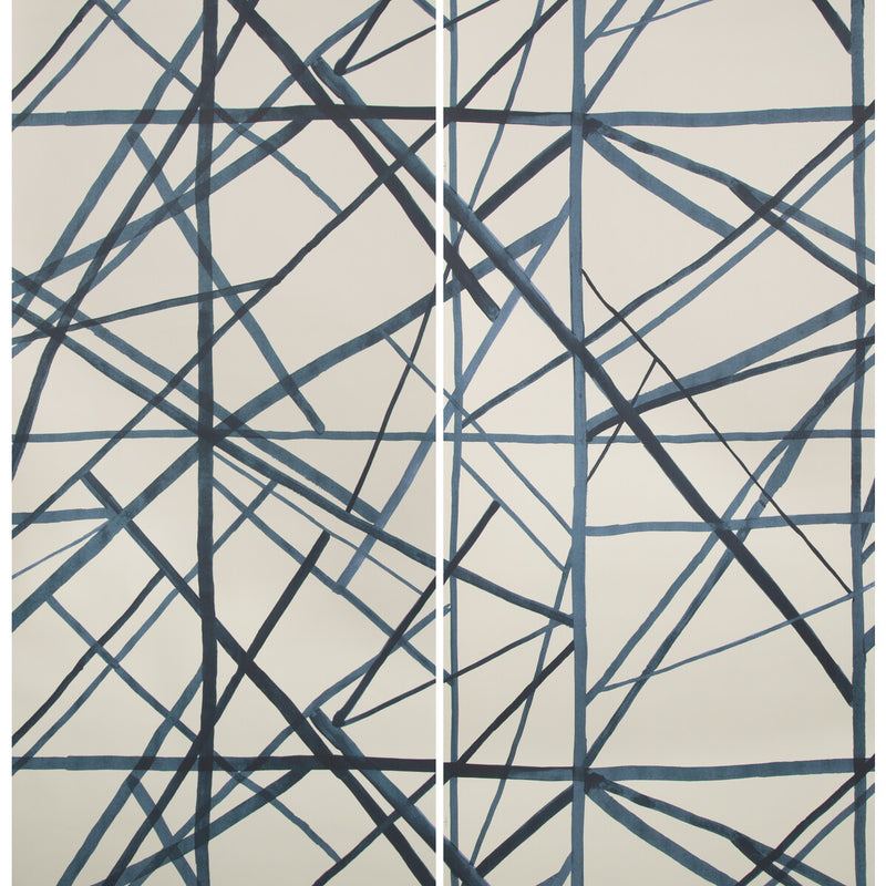 LEE JOFA MODERN - CHANNELS PAPER- PERIWINKLE/OAT - Wallcovering by the EACH PERIWINKLE/OAT