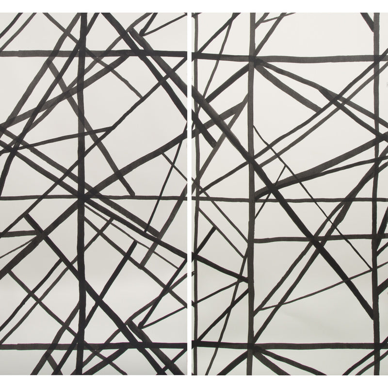 LEE JOFA MODERN - CHANNELS PAPER- EBONY/IVORY - Wallcovering by the EACH EBONY/IVORY