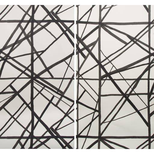 LEE JOFA MODERN - CHANNELS PAPER- EBONY/IVORY - Wallcovering by the EACH EBONY/IVORY