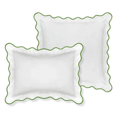 Green / White Scalloped Sham - Standard