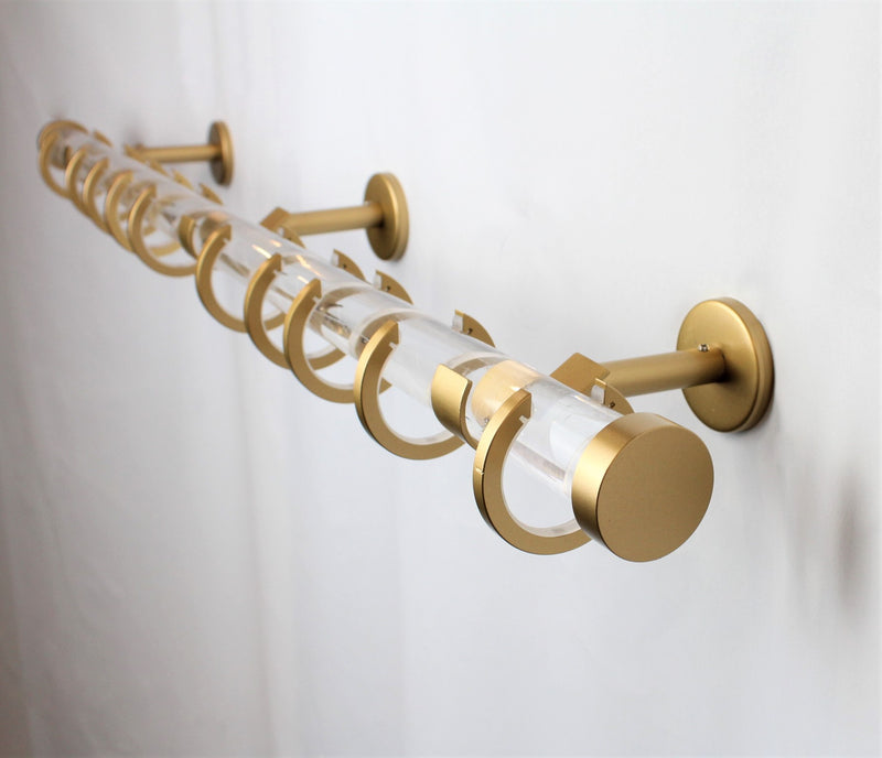 1 Inch Acrylic Lucite Round Drapery Rod Set - Includes Curtain Rod, Bypass Brackets, Bypass Rings, and End Caps