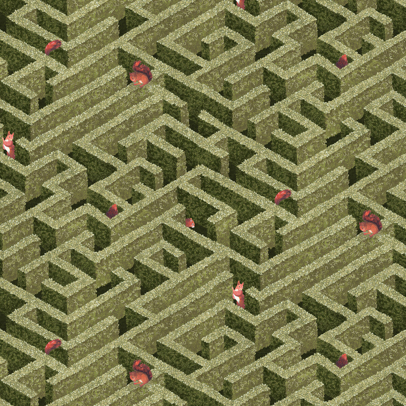 KRAVET COUTURE - LABYRINTH WITH SQUIRRELS- 01 - Wallcovering by the Roll 01