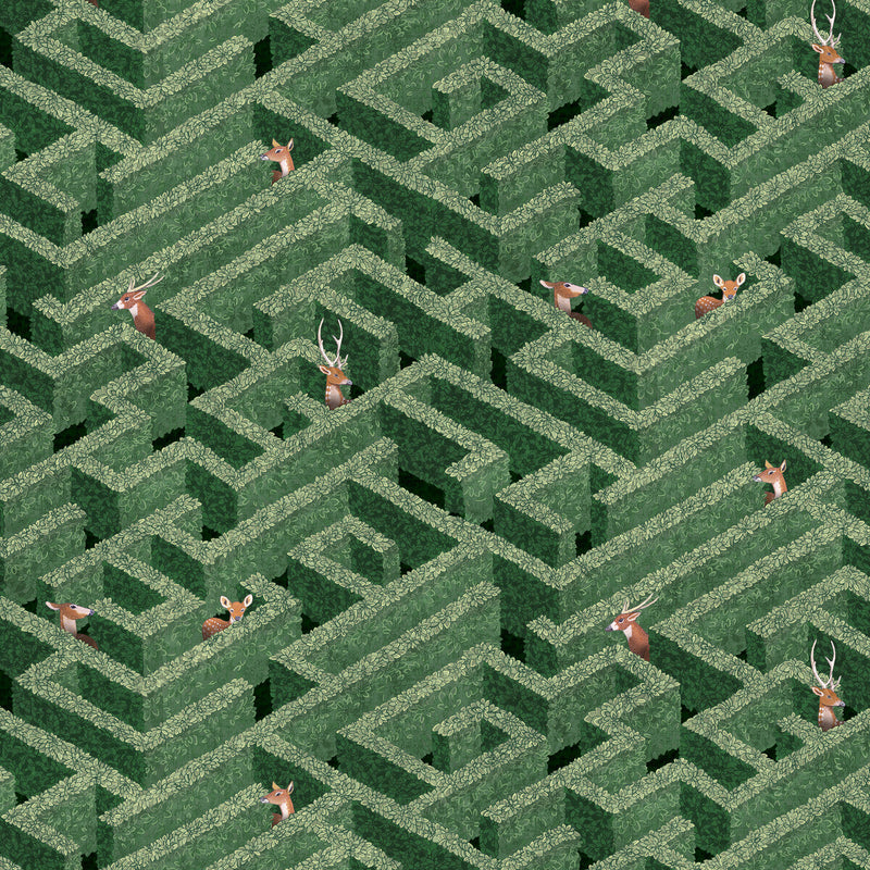 KRAVET COUTURE - LABYRINTH WITH DEER- 01 - Wallcovering by the Roll 01