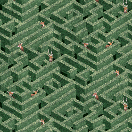 KRAVET COUTURE - JMW1009 - LABYRINTH WITH DEER - Wallpaper By the Roll