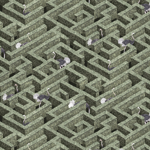 KRAVET COUTURE - LABYRINTH WITH OSTRICHES- 01 - Wallcovering by the Roll 01
