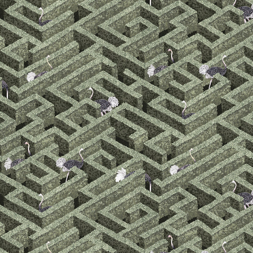 KRAVET COUTURE - JMW1010 - LABYRINTH WITH OSTRICHES - Wallpaper By the Roll