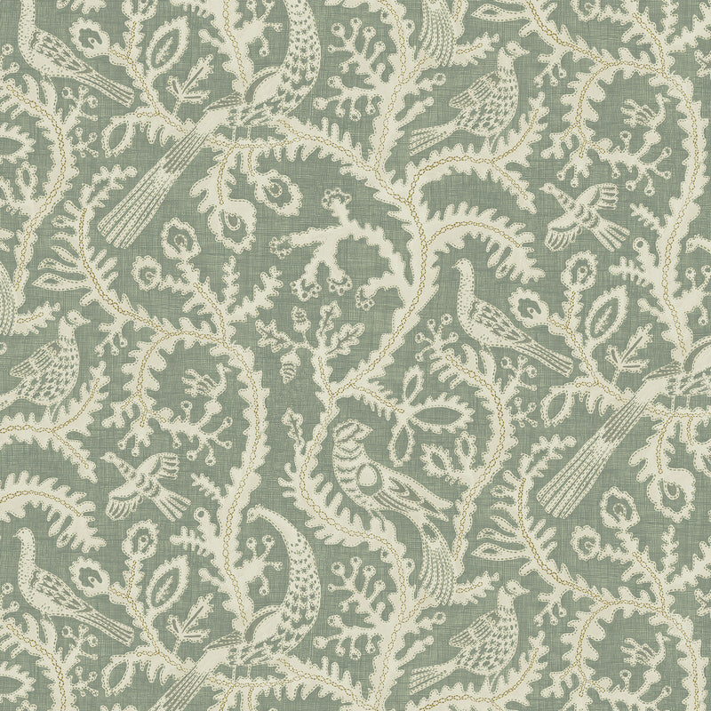 KRAVET COUTURE - STITCHED BIRDS- 01 - Wallcovering by the Roll 01