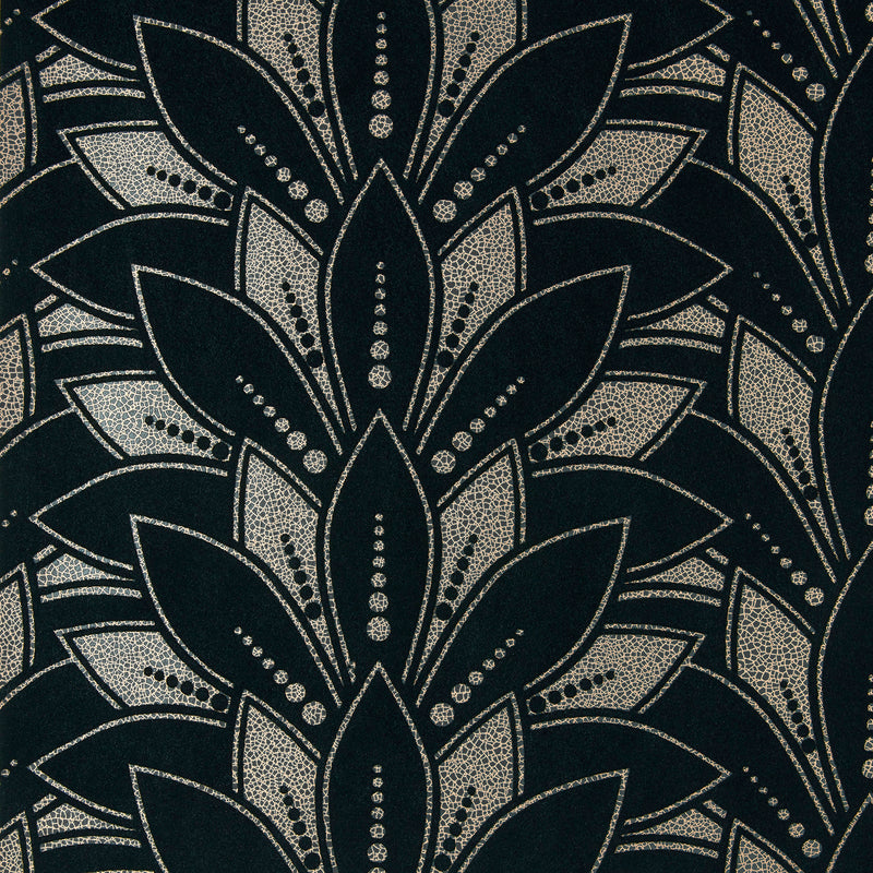 Maxwell - ASTORIA FLOCK (WP) - JET - Wallcovering by the 11 Yard Roll