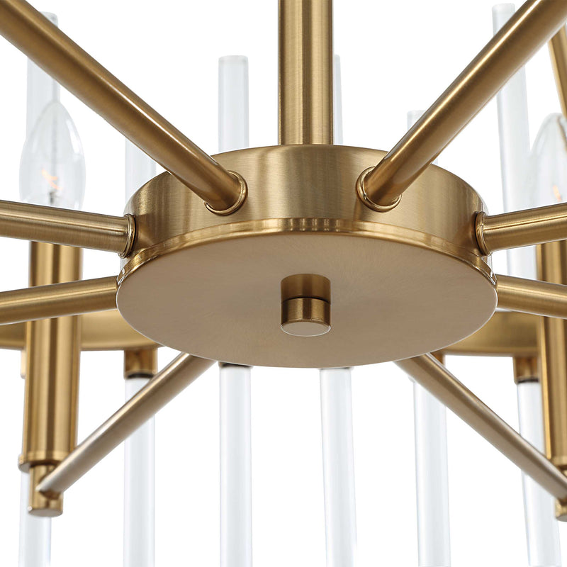 Uttermost Crystal Stick 8 Light Brass Chandelier