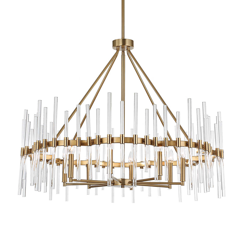 Uttermost Crystal Stick 8 Light Brass Chandelier