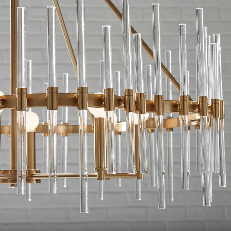 Uttermost Crystal Stick 8 Light Brass Chandelier