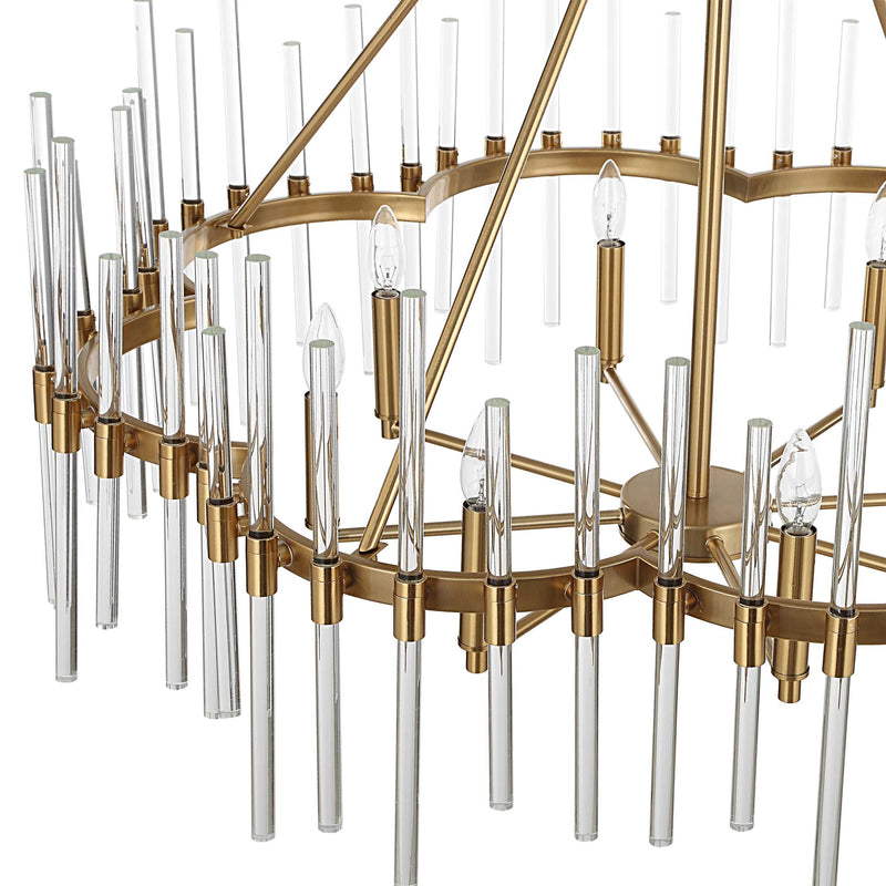 Uttermost Crystal Stick 8 Light Brass Chandelier
