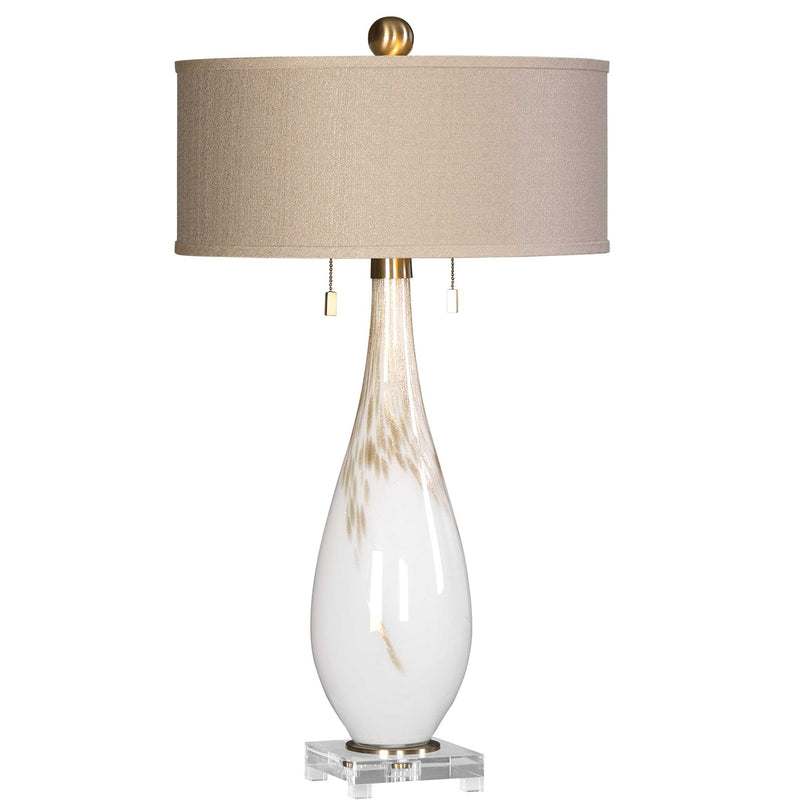 Uttermost Cardoni White Glass Table Lamp