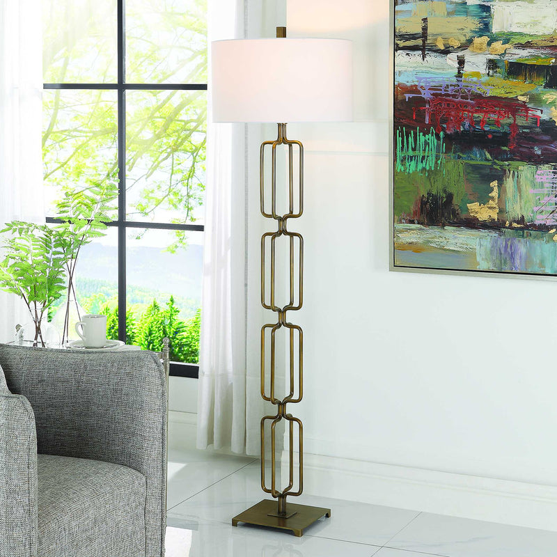 Uttermost Link Brushed Gold Floor Lamp