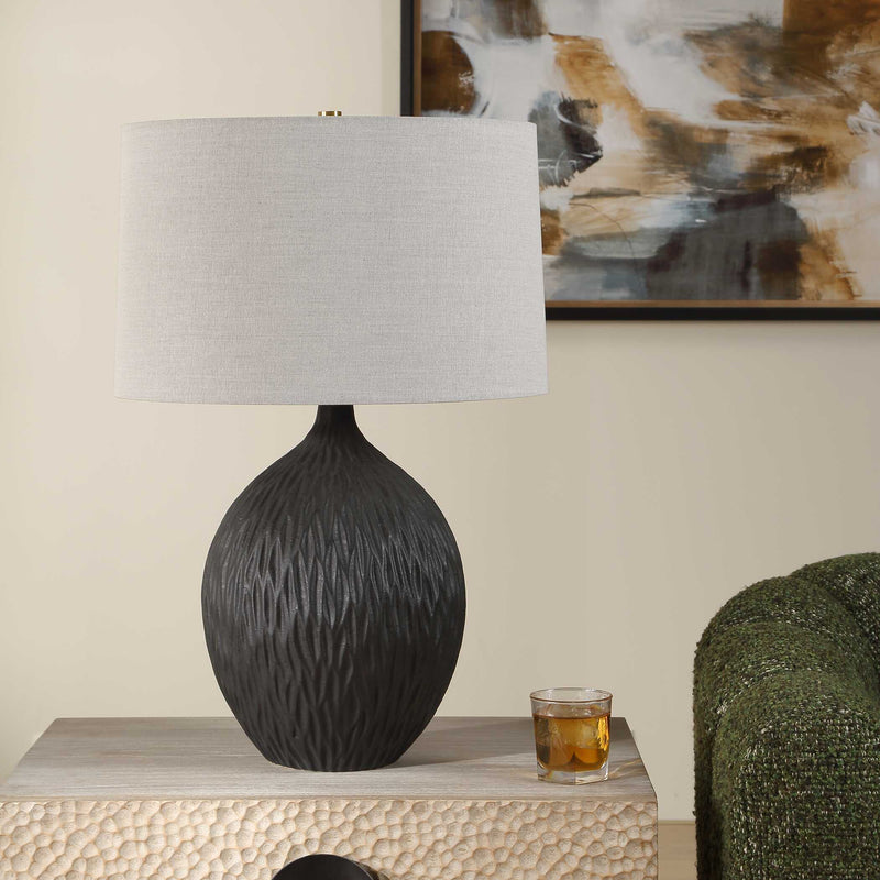 Uttermost Levee Satin Black Table Lamp