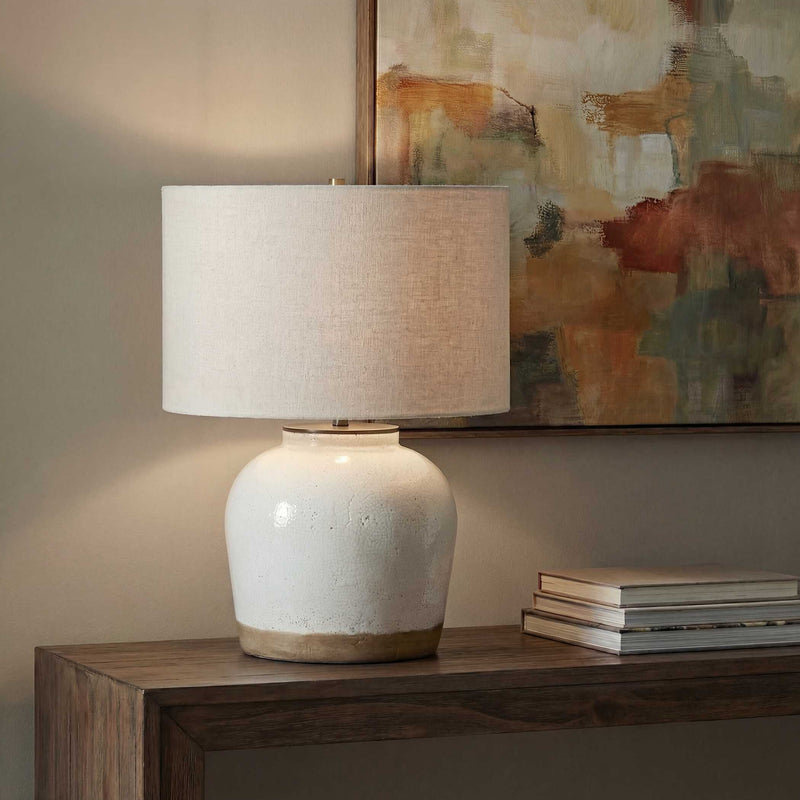 Uttermost Jarret Glaze White Table Lamp