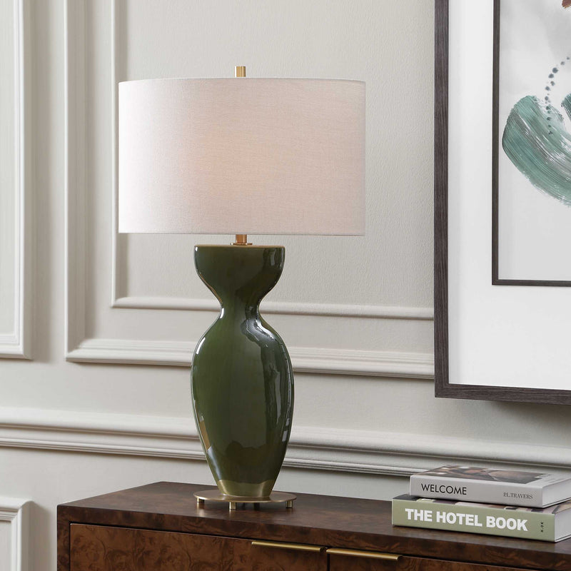 Uttermost Curhan Green Glaze Table Lamp
