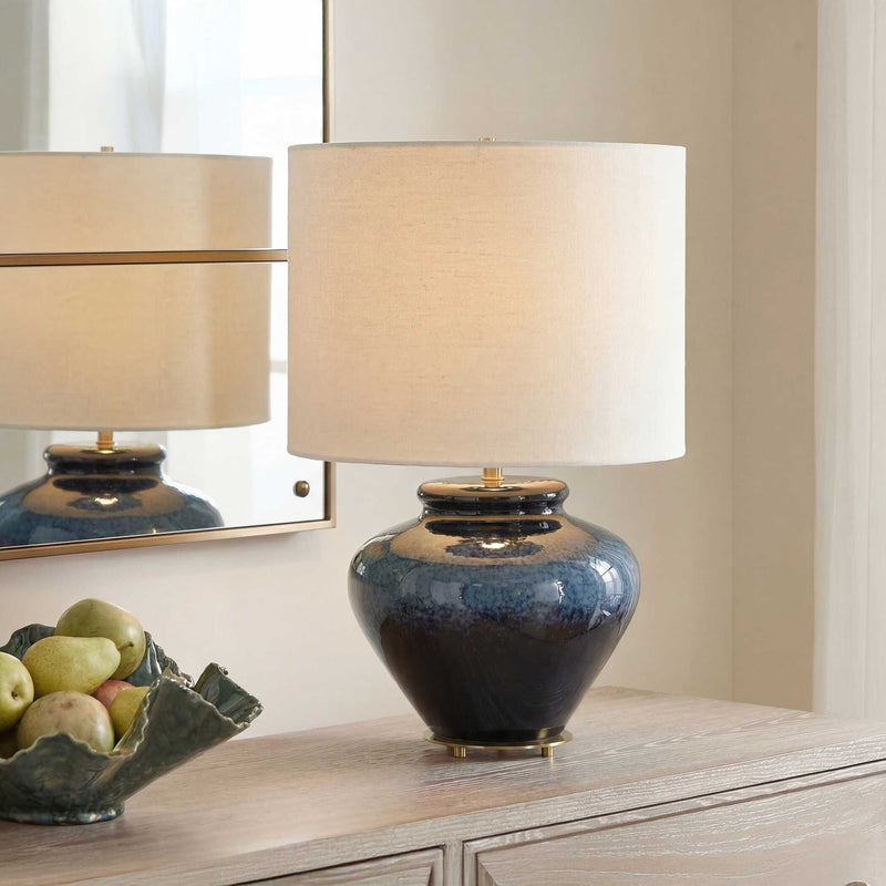 Uttermost Andrus Blue Glaze Table Lamp