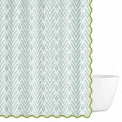 Petite Frond Blue Scalloped Shower Curtain 72" x 72"