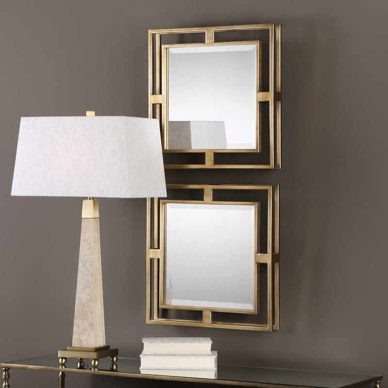 Uttermost Allick Gold Square Mirrors Set/2