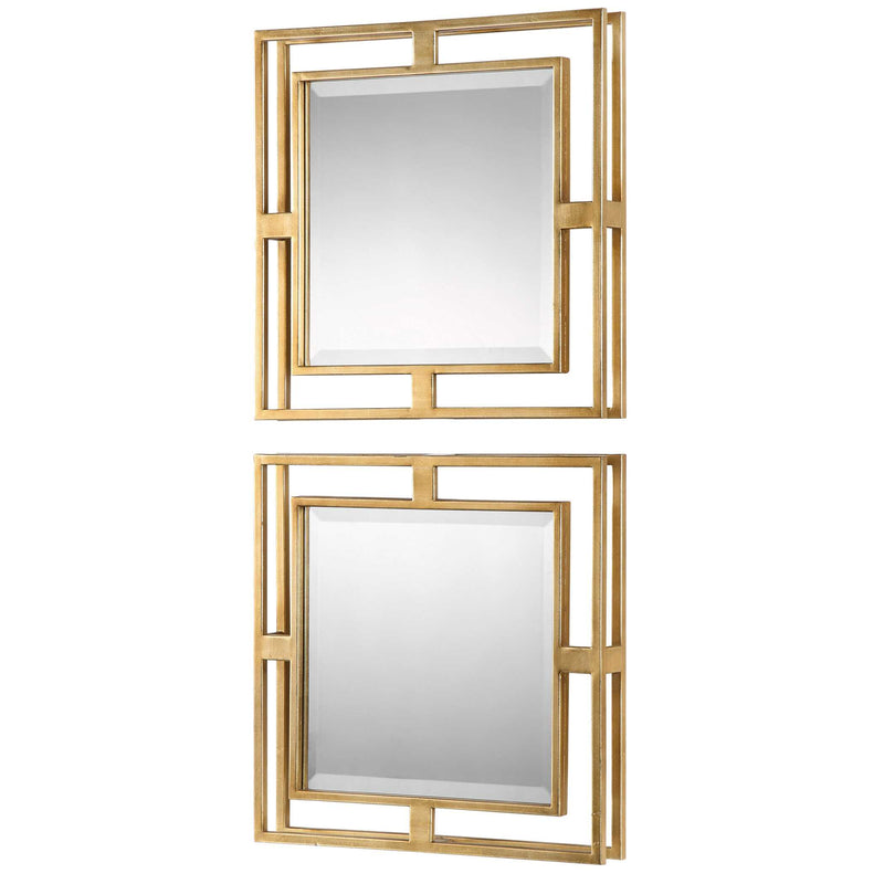 Uttermost Allick Gold Square Mirrors Set/2