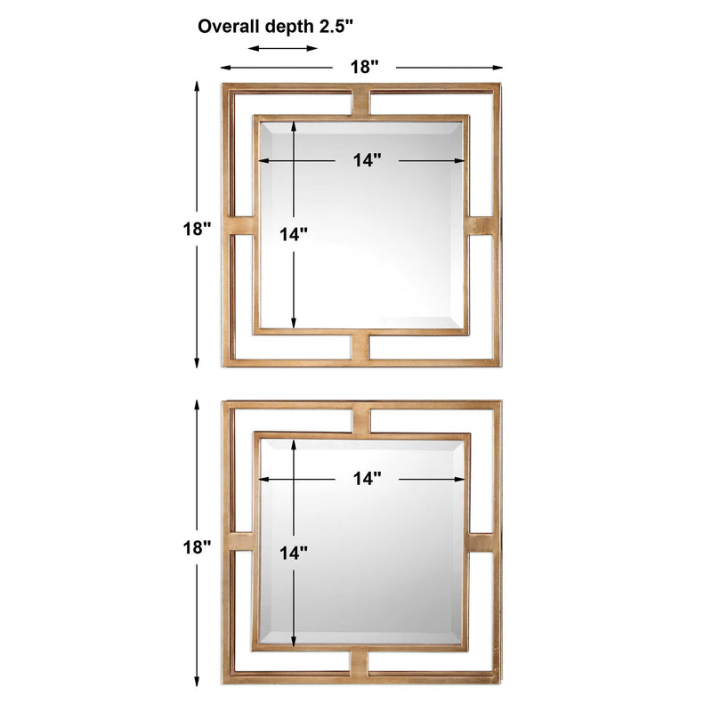 Uttermost Allick Gold Square Mirrors Set/2