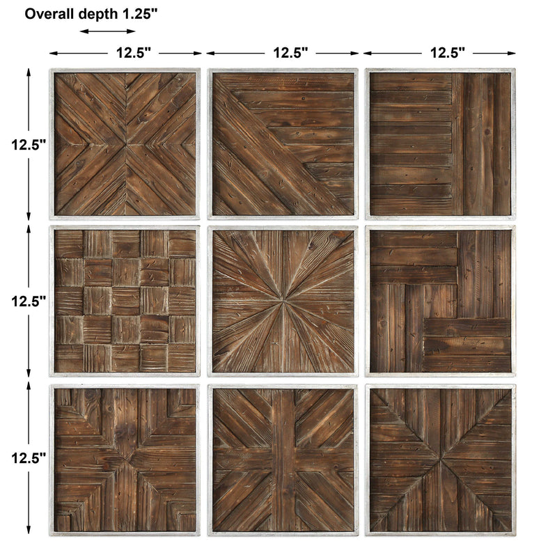 Uttermost Bryndle Rustic Wooden Squares Set/9
