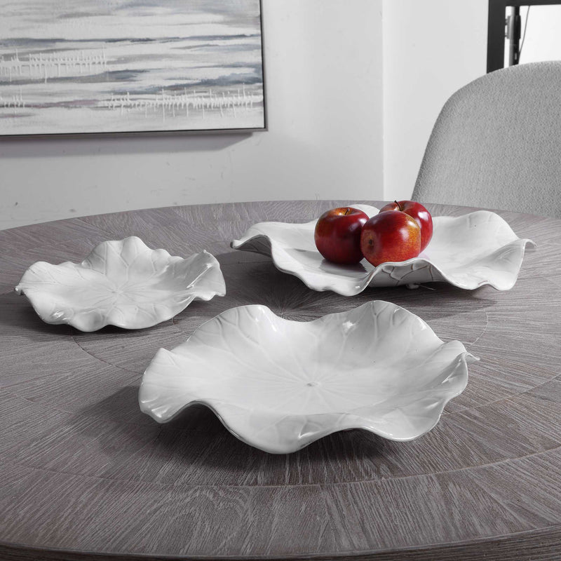 Uttermost Abella Ceramic Wall Decor Set/3 White
