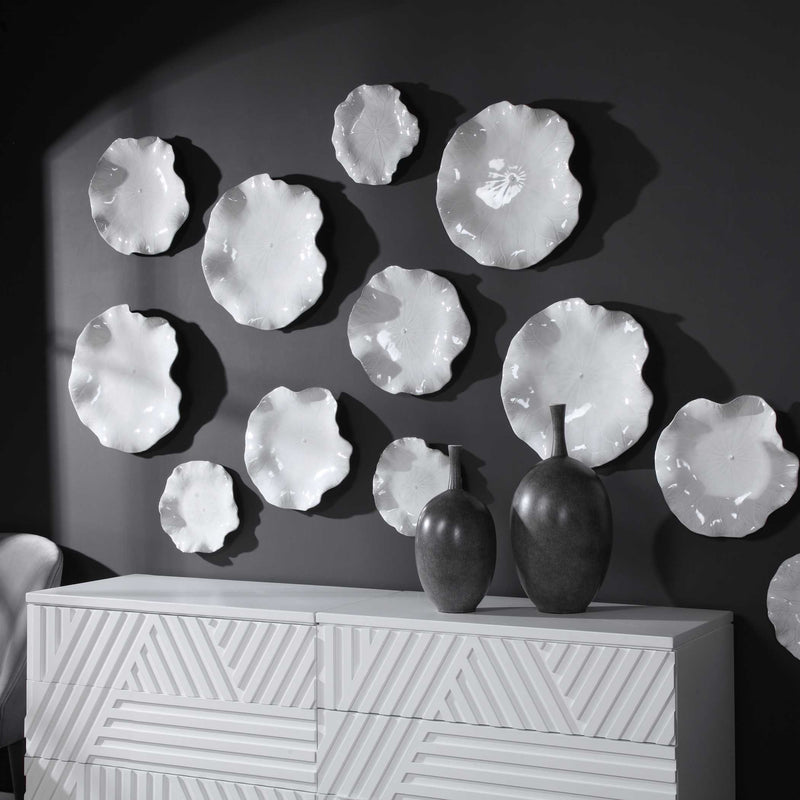 Uttermost Abella Ceramic Wall Decor Set/3 White
