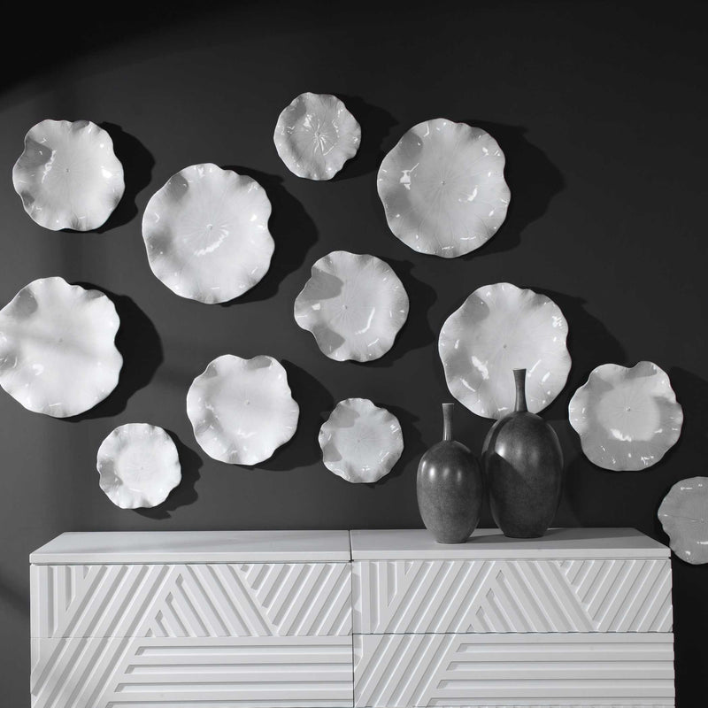 Uttermost Abella Ceramic Wall Decor Set/3 White