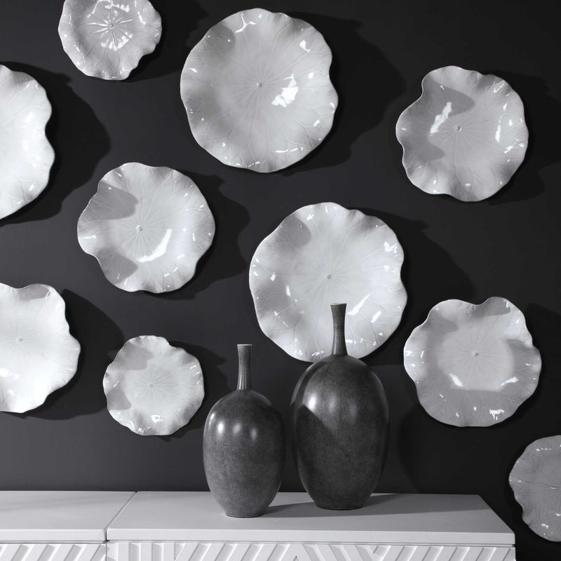 Uttermost Abella Ceramic Wall Decor Set/3 White