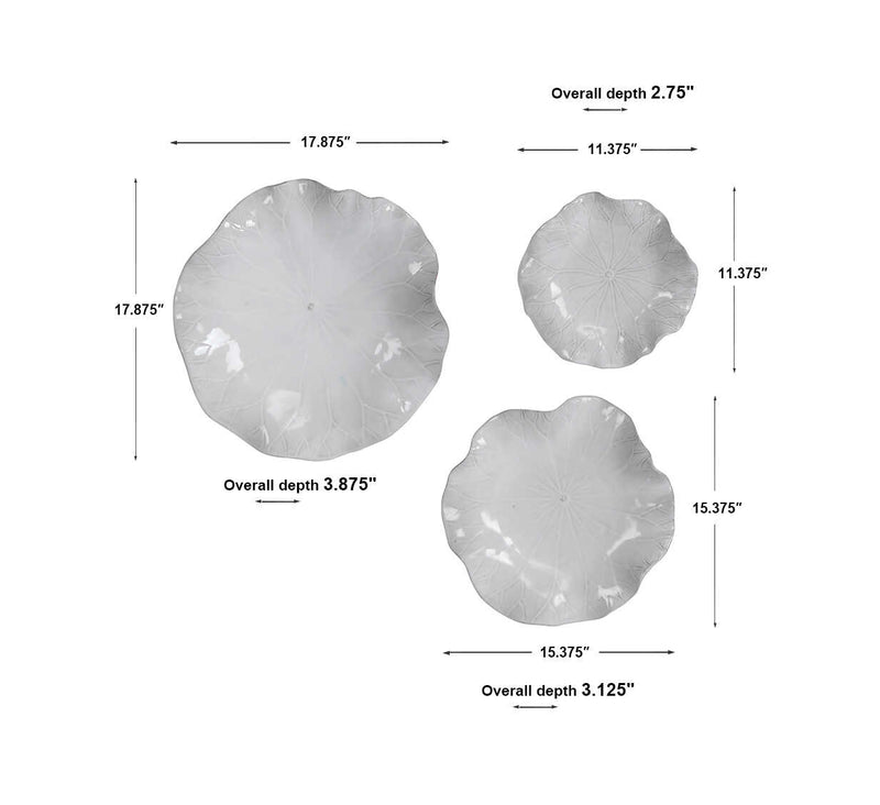 Uttermost Abella Ceramic Wall Decor Set/3 White