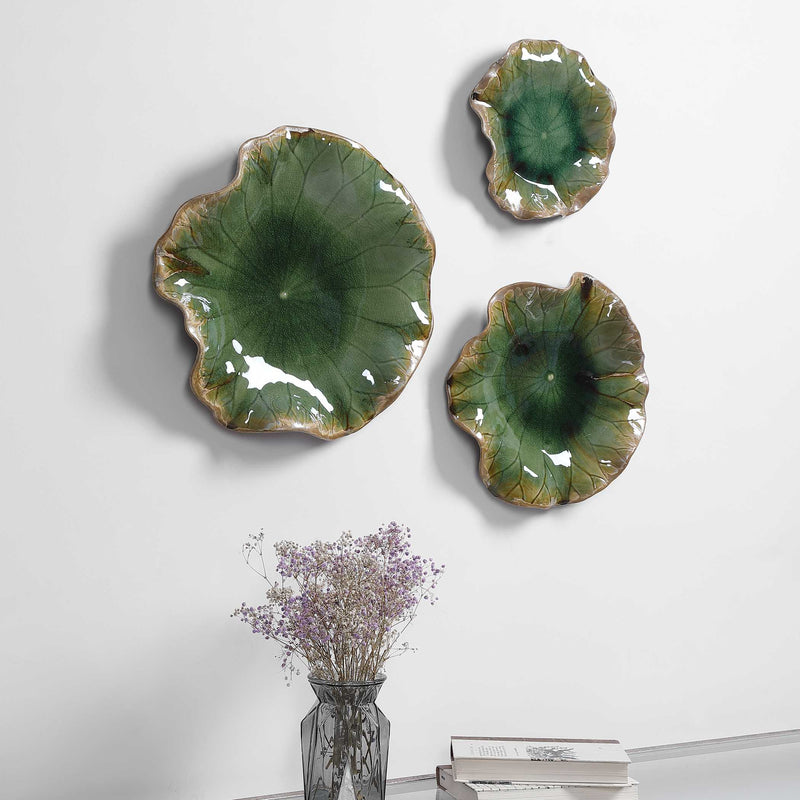 Uttermost Abella Green Ceramic Wall Decor Set/3